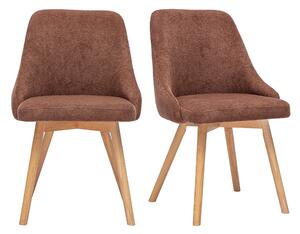 Sedie scandinave in tessuto ciniglia texturizzato terra bruciata e legno chiaro (set di 2) HASTA