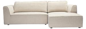 Divano ad angolo destro design in tessuto effetto velluto testurizzato beige 3 posti GRAMMY