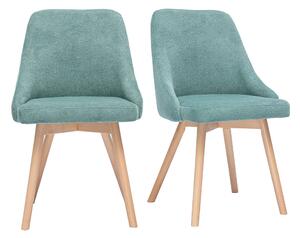 Sedie scandinave in tessuto ciniglia verde celadon e legno chiaro (set di 2) HASTA