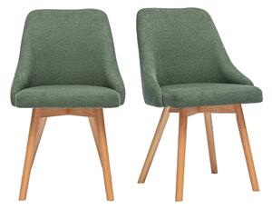 Sedie scandinave in tessuto ciniglia verde kaki e legno chiaro (set di 2) HASTA