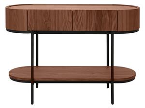 Console design con cassetti in legno scuro noce e metallo nero L110 cm SKYE
