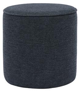 Pouf rotondo in tessuto effetto velluto testurizzato blu scuro D40 cm PAUL