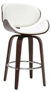 Sgabello da bar girevole bianco e legno scuro 65 cm WALNUT