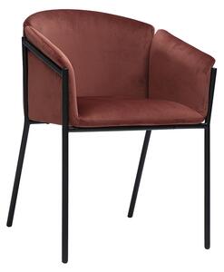 Sedia design in velluto rosso tomette e metallo nero BRIANE