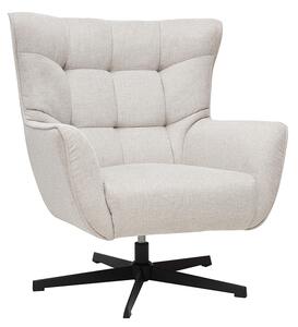 Poltrona scandinava girevole in tessuto effetto velluto testurato beige e metallo AVERY