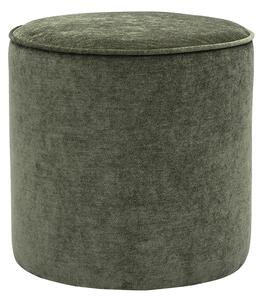Pouf rotondo in tessuto effetto velluto verde kaki D40 cm PAUL