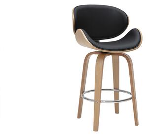 Sgabello da bar girevole nero e legno chiaro 65 cm WALNUT