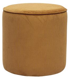 Pouf rotondo in velluto a coste giallo curry D40 cm PAUL