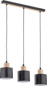 Lampada a sospensione IVO, nero e legno chiaro, 3xE27x15W, metallo, dimensioni: 90x52x12,5 cm, IP20, Alfa