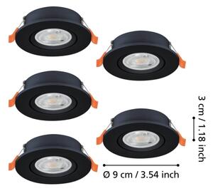 Eglo 902266 - Set da 5 faretti da incasso a LED BARRANCO LED/4,8W/230V nero