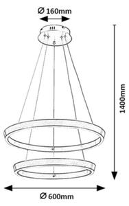 Rabalux 72403 - Lampada a sospensione dimmerabile su cavo NEVIRA LED/45W/230V 3000-6500K+telecomando