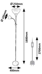 Rabalux 74109 - Lampada da terra ACTION PRO 1xE27/60W/230V + 1xE14/25W nera