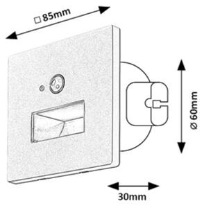 Rabalux 77197-LED Lampada per gradini con sensore di movimento e crepuscolare LUNCA 1W/230V 3000/4500/6500K Nero