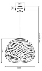 Lampadario a cavo PETRA 1xE27/15W/230V bambù