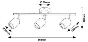 Rabalux 73100 - Faretto LIANET 3xGU10/15W/230V beige