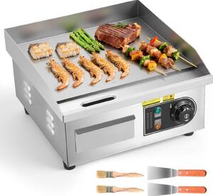 Piastra elettrica - Gastro-Plancha - Potenza 2000 W - Superficie di cottura 35,5 x 30 cm - Temperatura regolabile in continuo da 50 a 300 °C - Alloggiamento in acciaio inox - Accessori: 2 spatole, 2 spazzole