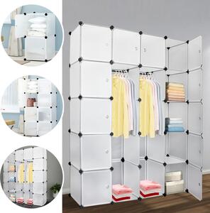 Sistema di scaffalatura Armadio Sistema di scaffalatura fai da te in plastica Armadio Sistema di scaffalatura plug-in Sistema di scaffalatura plug-in con anta Armadio in plastica 20 scatole/bianco