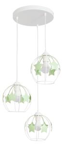 Lampadario a sospensione per bambini STARS 3xE27/15W/230V verde/bianco