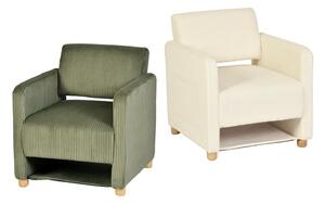 Meubles Cosy Set da 2 poltrone relax monoposto per il soggiorno, imbottite in velluto a coste beige e verde – KARIA