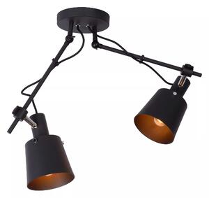 Lucide Faretto da soffitto in acciaio moderna e doppio diffusore a campana orientabile Quinny Acciaio Inox Nero E27 40W 2 Lampadine