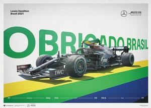 Stampa d'arte Mercedes-amg Petronas F1 Team - Lewis Hamilton - Obrigado Brasil - 2021