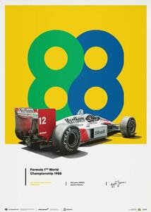 Stampa d'arte McLaren MP4 4 - Ayrton Senna - 88 - San Marino Gp - 35th Anniversary - 1988, Automobilist