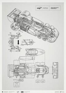 Stampa d'arte Giorgio Piola Technical Drawing - Tyrrell P34b - 1977 l Unlimited Poster, Automobilist