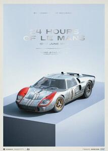 Stampa d'arte Ford GT40 - P 1015 - 24h Le Mans - 1966, Automobilist