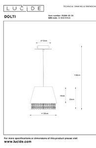 Lucide Lampada a sospensione con struttura in metallo e diffusore in acrilico Dolti Metallo Tortora E27 60W 1 Lampadina