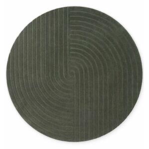 Tappeto rotondo verde scuro in lana tessuto a mano ø 120 cm Arcura – Vikosa