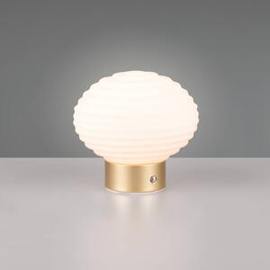 Reality Leuchten Lampada LED da tavolo Earl, ottone/opal, altezza 14,5 cm, vetro