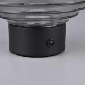Reality Leuchten Lampada LED da tavolo Earl, nero/fumo, altezza 14,5 cm, vetro