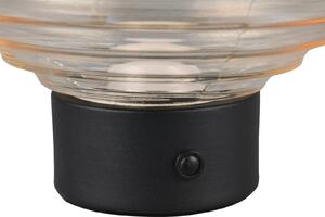 Reality Leuchten Lampada LED da tavolo Earl, nero/ambra, altezza 14,5 cm, vetro