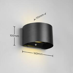 Reality Leuchten Applique da esterno a LED Talent, nero, larghezza 16 cm Sensore