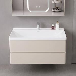 Mobile bagno 100 cm lavabo integrato colore bianco creama | KAM-SM100 - KAMALU