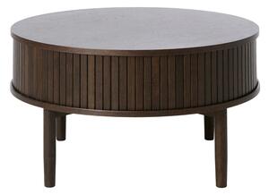 Tavolino da salotto rotondo colore naturale scuro con effetto rovere ø 85 cm Meta – Unique Furniture