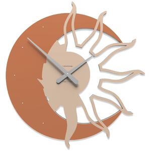 CalleaDesign Orologio da parete con cristalli Swarovski Sole & Luna Legno Terracotta Orologi di Design,Orologi Grandi Dimensioni,Orologi Moderni,Orologi senza Numeri Orologi da Parete per Soggiorno