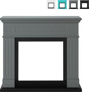 Cornice in legno shabby per caminetto elettrico da pavimento modello Pienza Sur - Grigio