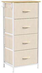 HOMCOM Cassettiera Con 4 Cassetti In Tessuto, Mobile Alto, Beige | Aosom Italy