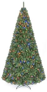 Costway Albero di natale artificiale in PVC con1000 LED supporto in metallo, Albero natalizio 274cm