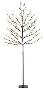 Albero di Natale di Ciliegio 60x60x180 cm con Luci LED 20 Rami e Timer Giornaliero in Acciaio e PP Nero