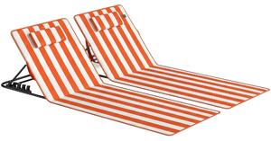 Outsunny Set 2 Lettini Pieghevoli Portatili, Spiaggia, Schienale Regolabile, Arancione. | Aosom Italy