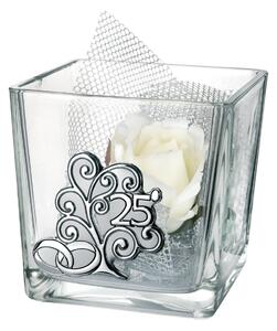 Bongelli Preziosi Ciotola in vetro piccola Cube 25° anniversario 8x8x8 fiori inclusi Albero della Vita Vetro Trasparente Vasi Classici