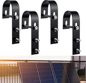 Set di 4 ganci solari in acciaio inossidabile per balconi, tetti, garage, camper, barche – colore nero