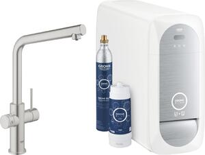 GROHE Rubinetto Cucina con Sistema di Depurazione Acqua e Raffreddamento Miscelatore Monocomando Canna "L" colore Cromo + Starter KIT - 31.454.DC1 