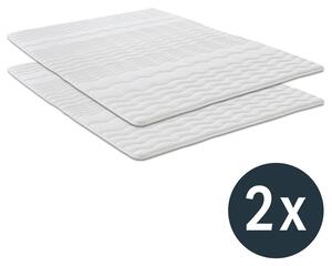 Coprimaterasso in schiuma comfort da 2,5 cm, 90 x 200 cm, con trapuntatura ondulata ed elastici agli angoli, confezione doppia (2 pezzi)