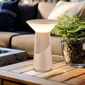 Briloner Lampada LED da tavolo ricaricabile Pilia, beige, altezza 24 cm, IP44 dimmerabile, Crema / Ambra, Soggiorno / Sala da pranzo, Plastica, Moderno