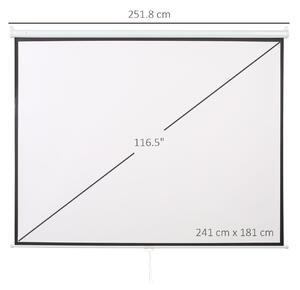 HOMCOM Schermo per Proiettore da Parete 120 Pollici, 251.8 x 8.6 x 7 cm, Bianco e Nero