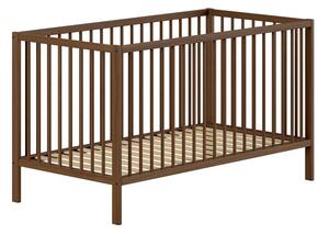 Lettino marrone in faggio massiccio con sponde rimovibili/con altezza regolabile 70x140 cm Dino – Vipack