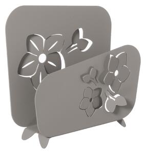 Arti e Mestieri Porta tovaglioli floreale in verticale con decoro floreale Fior di Loto Metallo Bianco Marmo Portatovaglioli da Tavolo